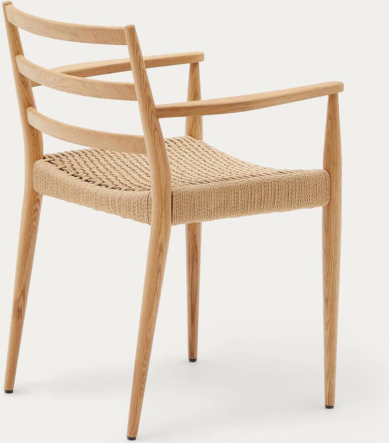 Kave Home Stoel Analy met armleuningen massief eikenhout natuurlijke