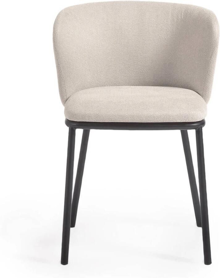 Kave Home Ciselia stoel beige chenille en staal in zwart FSC Mix - Foto 2