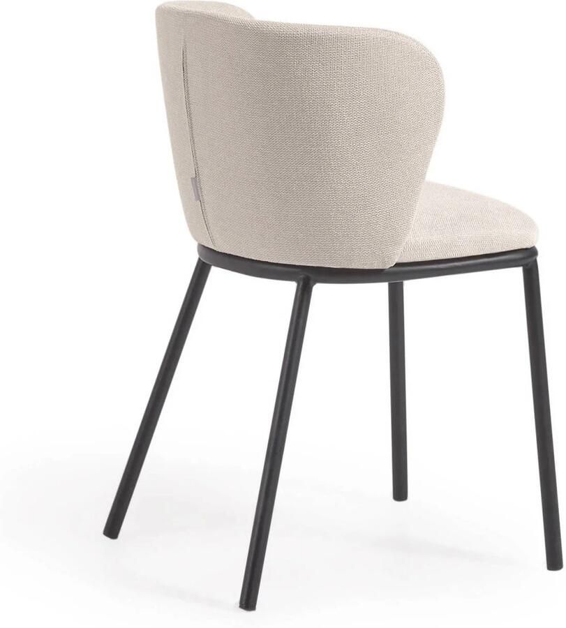 Kave Home Ciselia stoel beige chenille en staal in zwart FSC Mix