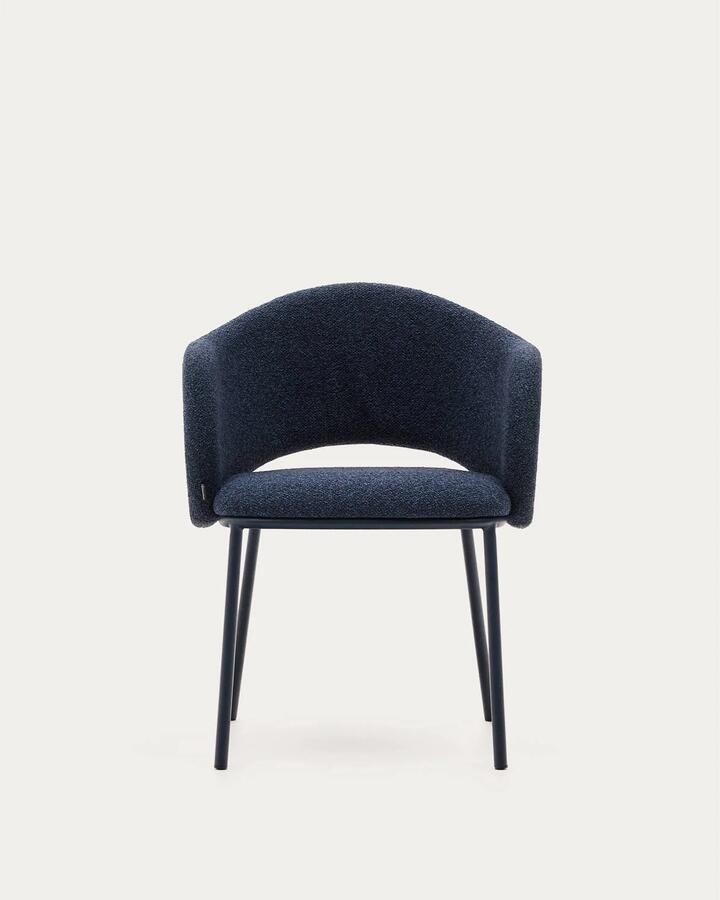 Kave Home Eetkamerstoel Maina Chenille Donkerblauw