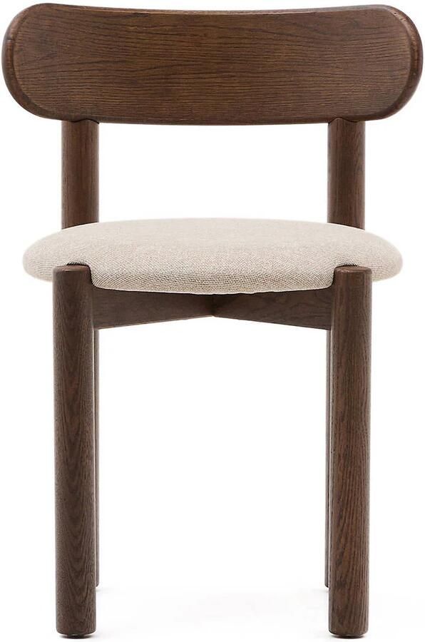 Kave Home Eetkamerstoel Nebai Eikenhout en chenille Bruin