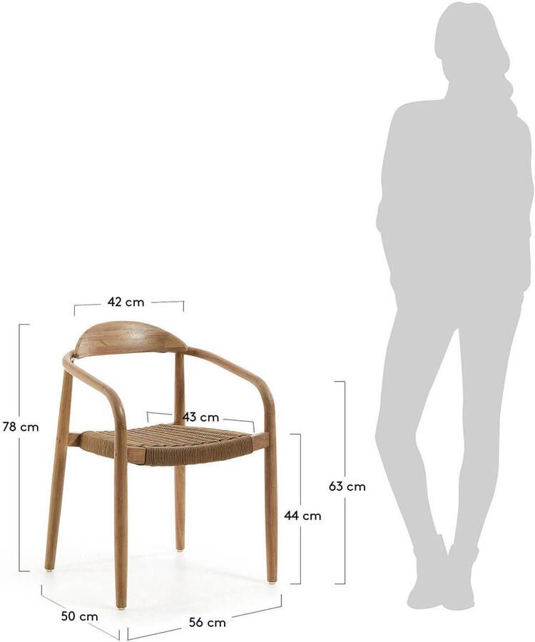 Kave Home Nina stoel in massief acaciahout en beige touw - Foto 4