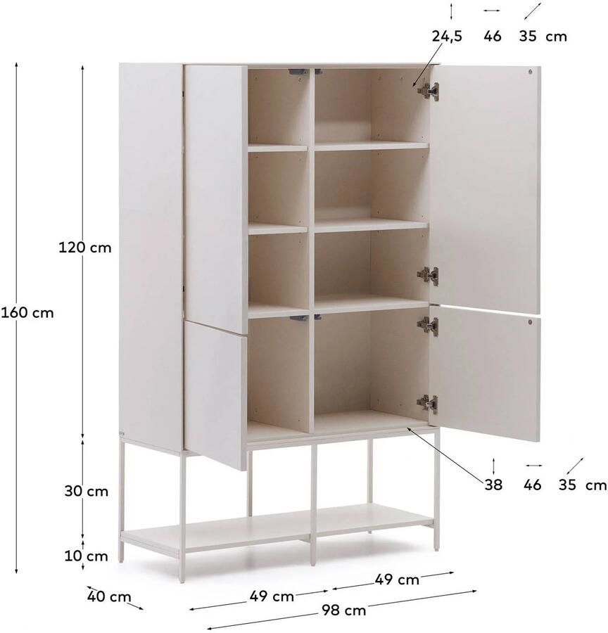 Kave Home Vedrana-dressoir met 4 deuren witgelakt MDF 97 5 x 160 cm - Foto 4