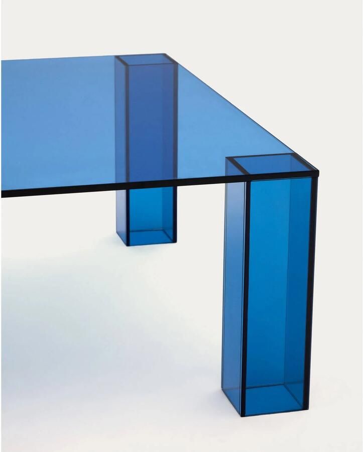 Kave Home Salontafel Adularia Glas Blauw Vierkant