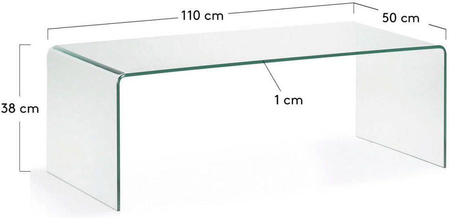 Kave Home Glazen Salontafel Burano 110 x 50 cm Transparant