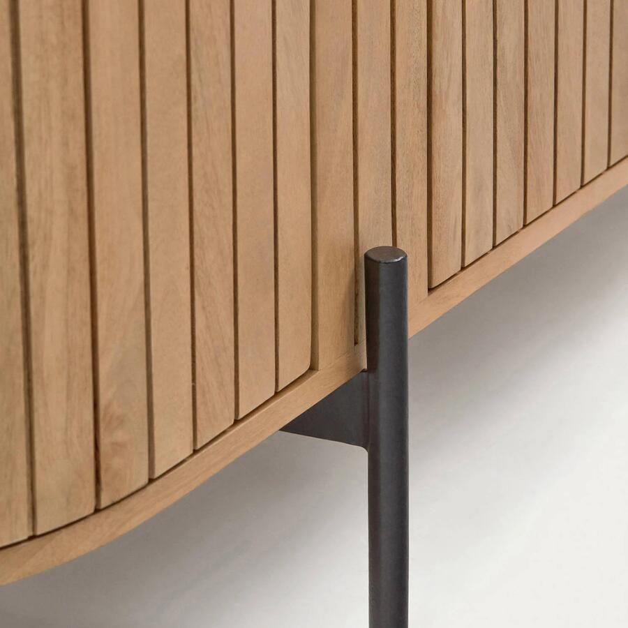 Kave Home Licia TV-meubel met 4 deuren in massief mangohout en zwart gelakt metaal 200 x 55 cm - Foto 5