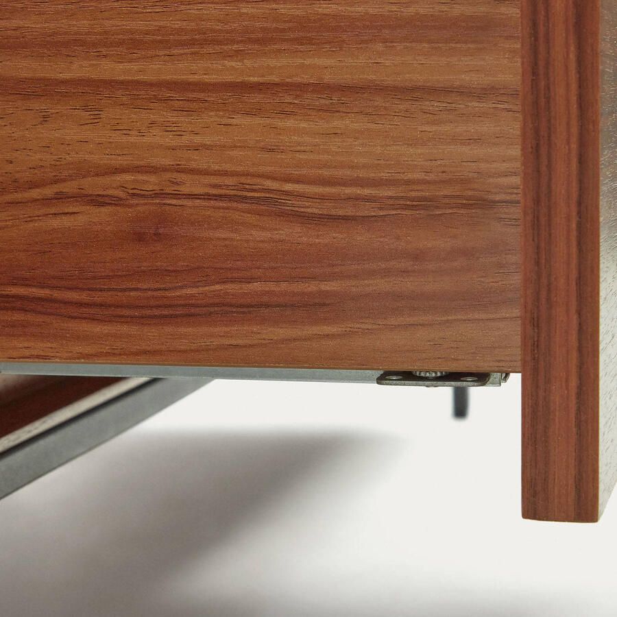 Kave Home Vedrana TV-meubel met 3 laden in walnootfineer met zwarte stalen poten 195 x 35 cm - Foto 3