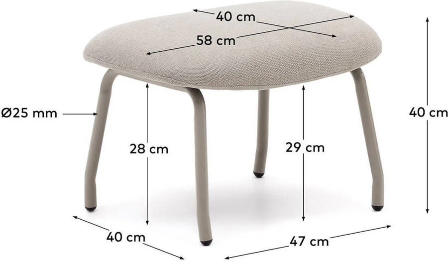 Kave Home Hocker Belina Chenille Beige