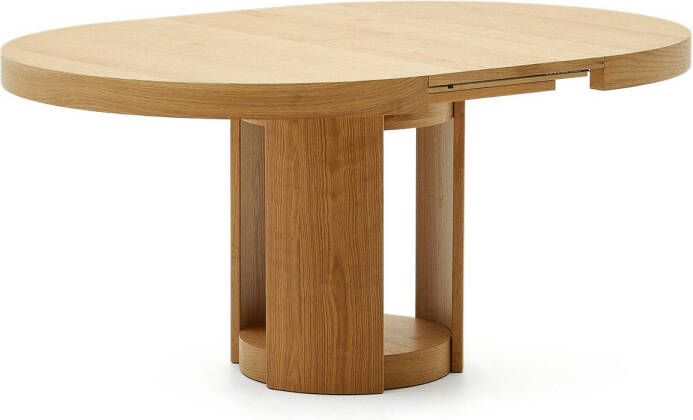 Kave Home Uitschuifbare Ronde Eettafel Artis Eiken 120-170 x 120cm Bruin