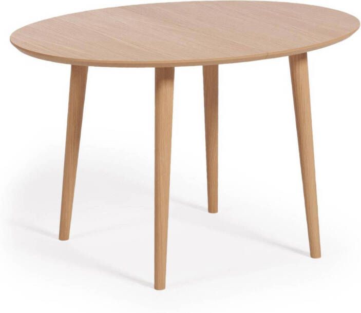 Kave Home Oqui uitschuifbare ovale tafel met eikenfineer en massief houten poten Ø 120 (200) x 90 c - Foto 4