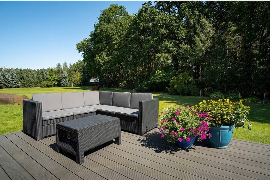 Keter Provence Loungeset 4 a 5 personen 194x194x77cm Grafiet