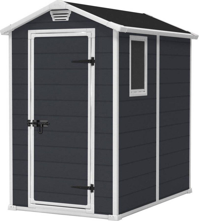 Keter Manor 46 Tuinhuis 130x192x198cm enkele deur met zijraam Antraciet