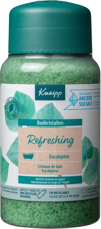 Kneipp Refreshing Badkristallen Badzout Mint Eucalyptus Verfrissend Zuiver thermaal zout Vegan 1 st 600 gram