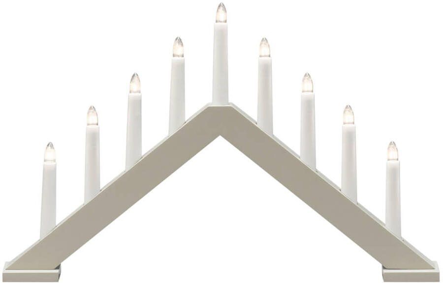 KONSTSMIDE Raamkandelaar Kerst versiering Houten lamp mat donkerbeige gelakt 9 heldere lampen (1 stuk)