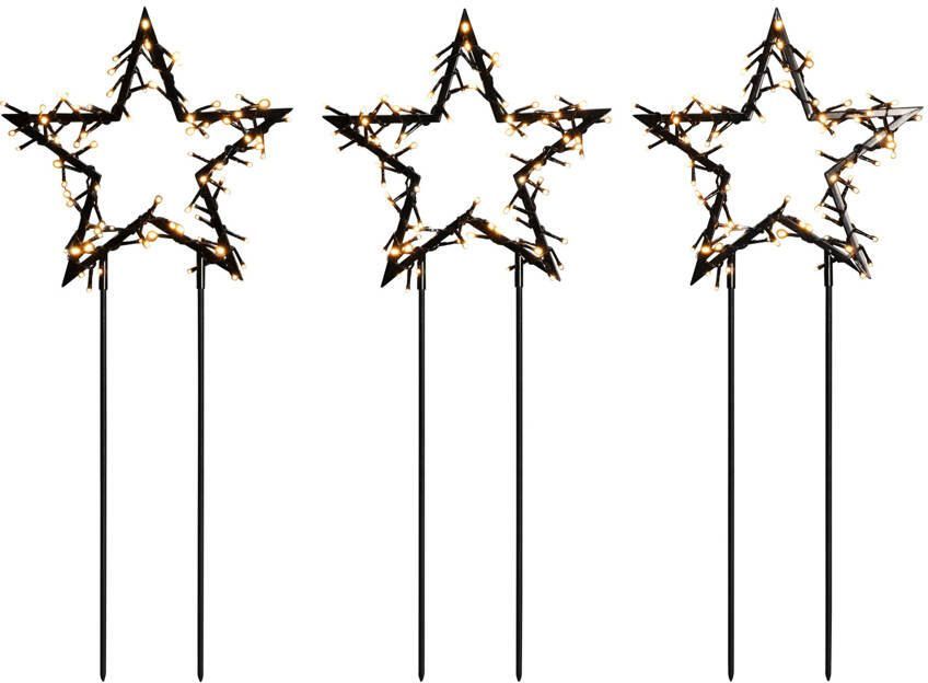KONSTSMIDE Decoratieve ledverlichting LED metalen sterren set van 3 240 amberkleurige diodes (1 stuk)