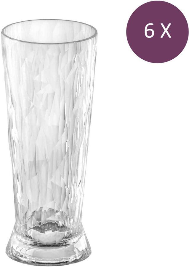 Koziol Superglas Club No. 10 Bierglas 300 ml Set van 6 Stuks Kunststof Transparant