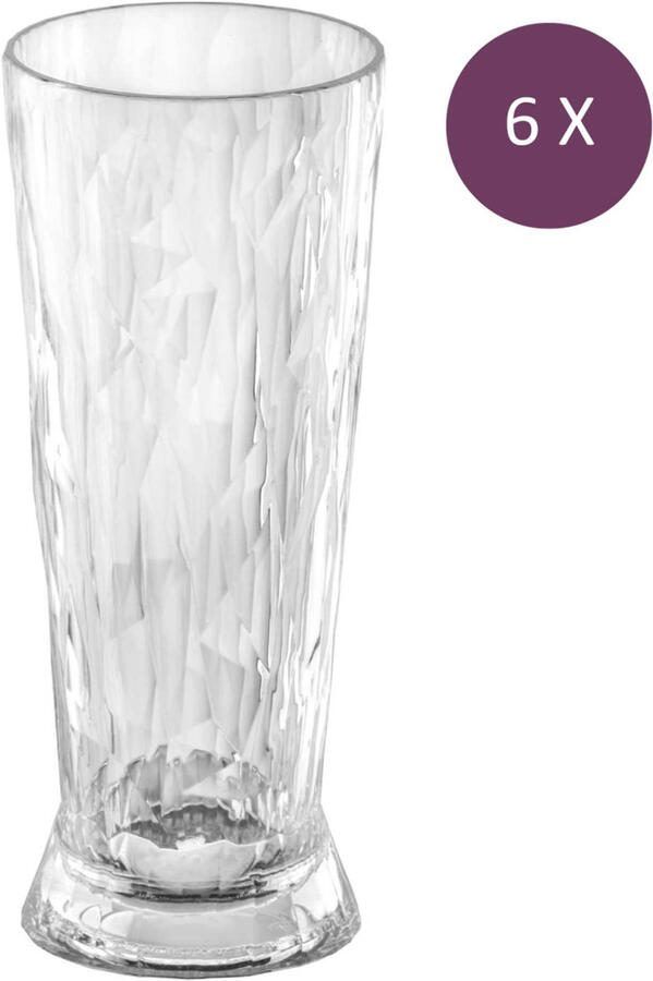 Koziol Superglas Club No. 11 Bierglas 500 ml Set van 6 Stuks Kunststof Transparant