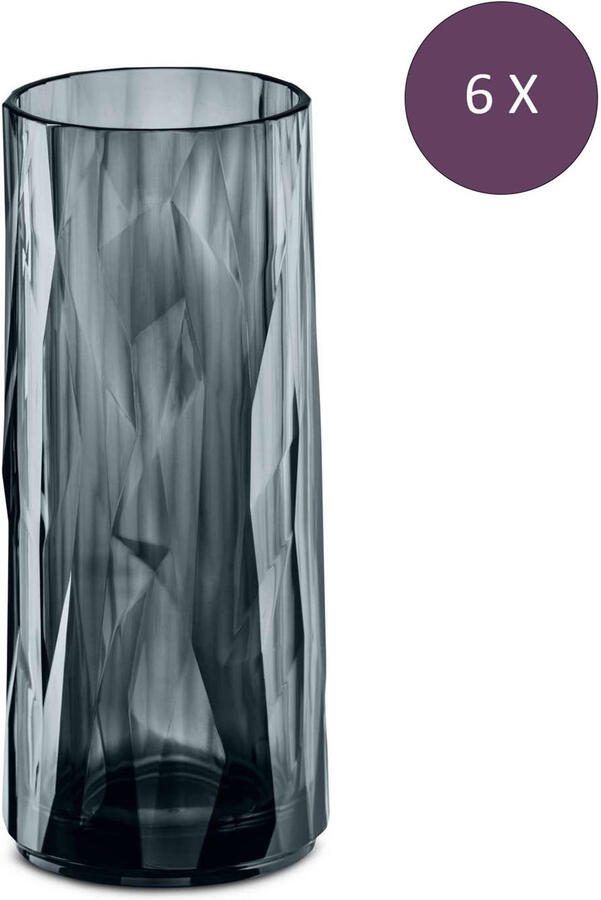 Koziol Superglas Club No. 03 Bierglas 250 ml Set van 6 Stuks Kunststof Grijs