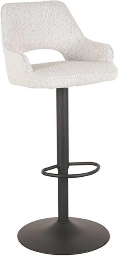 LABEL51 Draaibare Barkruk Fer Bouclé Wit (zithoogte 64-84cm)