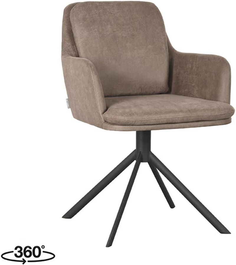 LABEL51 Draaibare Eetkamerstoel Joy Micro Suede Taupe