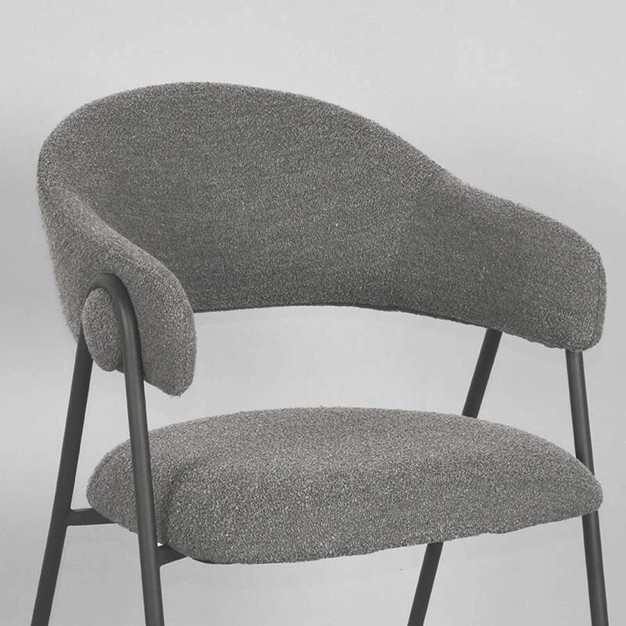 LABEL51 | Eetkamerstoel Lowen Grijs Boucle | Zitmeubels eetkamer | Eetkamerstoel - Foto 3
