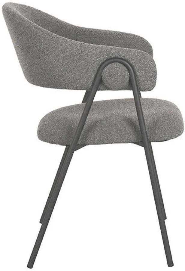 LABEL51 | Eetkamerstoel Lowen Grijs Boucle | Zitmeubels eetkamer | Eetkamerstoel - Foto 2