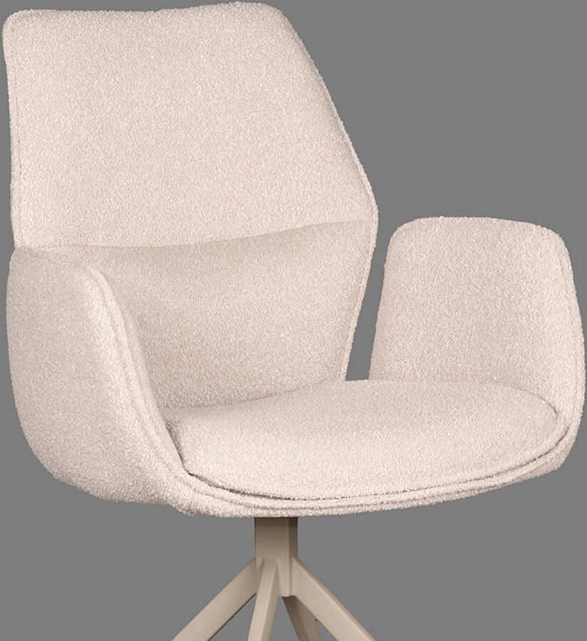 LABEL51 | Eetkamerstoel Mellow Naturel Boucle | Zitmeubels eetkamer | Armstoel - Foto 2