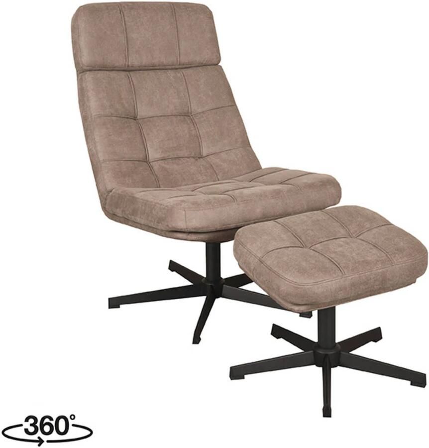 LABEL51 | Fauteuil Alvar Taupe Boucle Incl. Ottoman | Zitmeubels woonkamer | Fauteuil - Foto 3