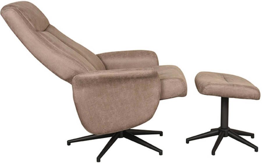 Label51 Fauteuil Bergen Taupe Micro Suede Incl. Hocker 62x77x53 cm