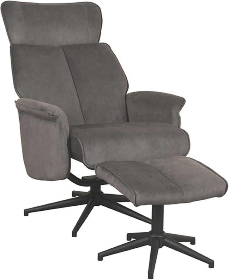 LABEL51 | Fauteuil Verdal Antraciet Cosmo Incl. Ottoman | Zitmeubels woonkamer | Fauteuil