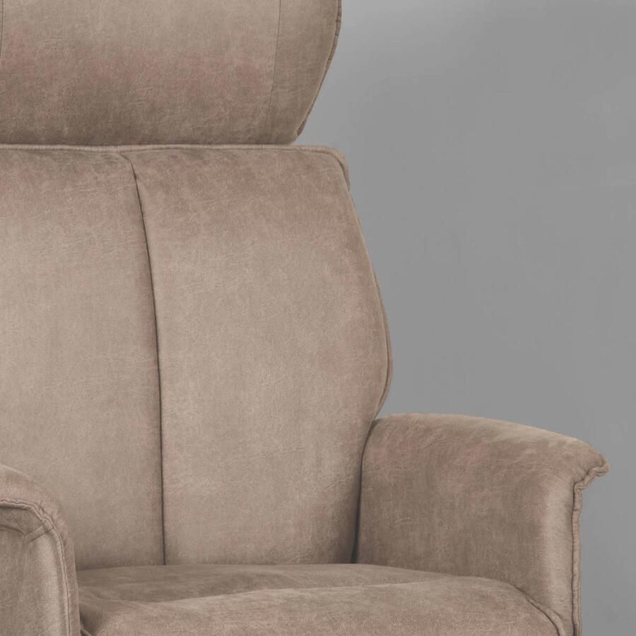 LABEL51 | Fauteuil Verdal Taupe Micro Suede Incl. Ottoman | Zitmeubels woonkamer | Fauteuil