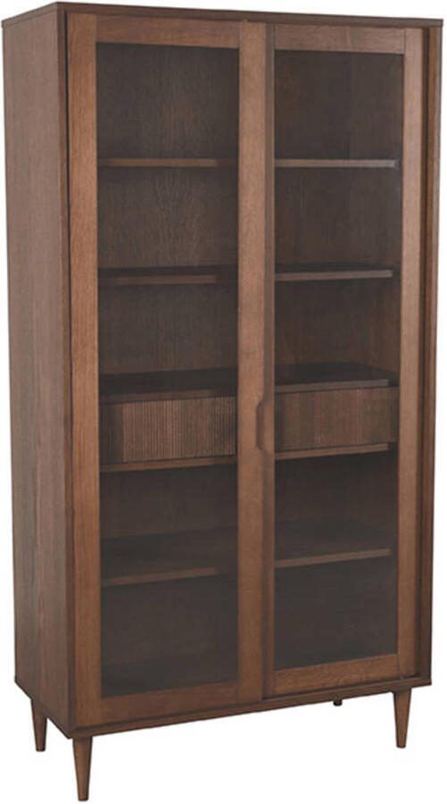 LABEL51 | Vitrinekast Jule Bruin Eiken | Woonkamer meubels | Vitrinekast - Foto 3