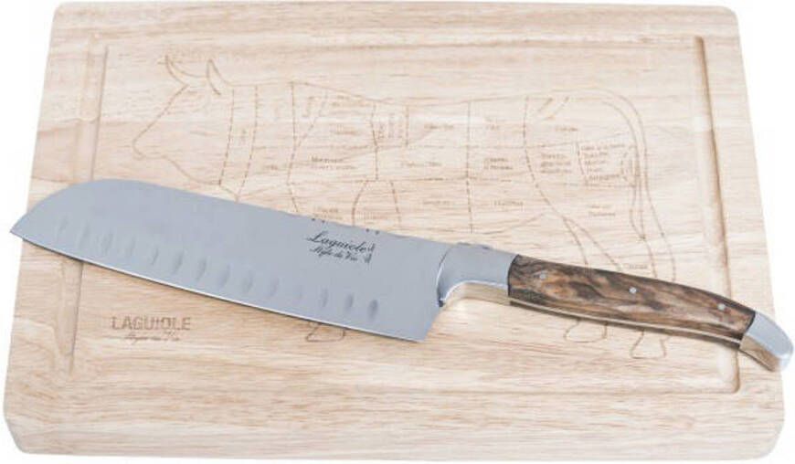 Laguiole Style de Vie Santokumes Olijfhout Met Snijplank