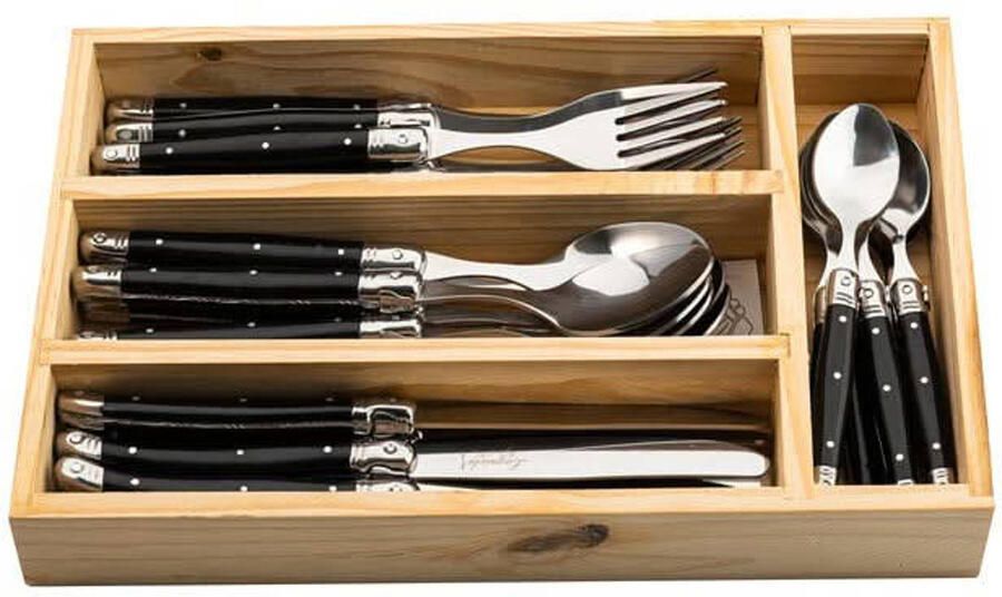 Laguiole Style de Vie Bestekset & Bestekbak Premium Line Zwart 24 delig 6 personen
