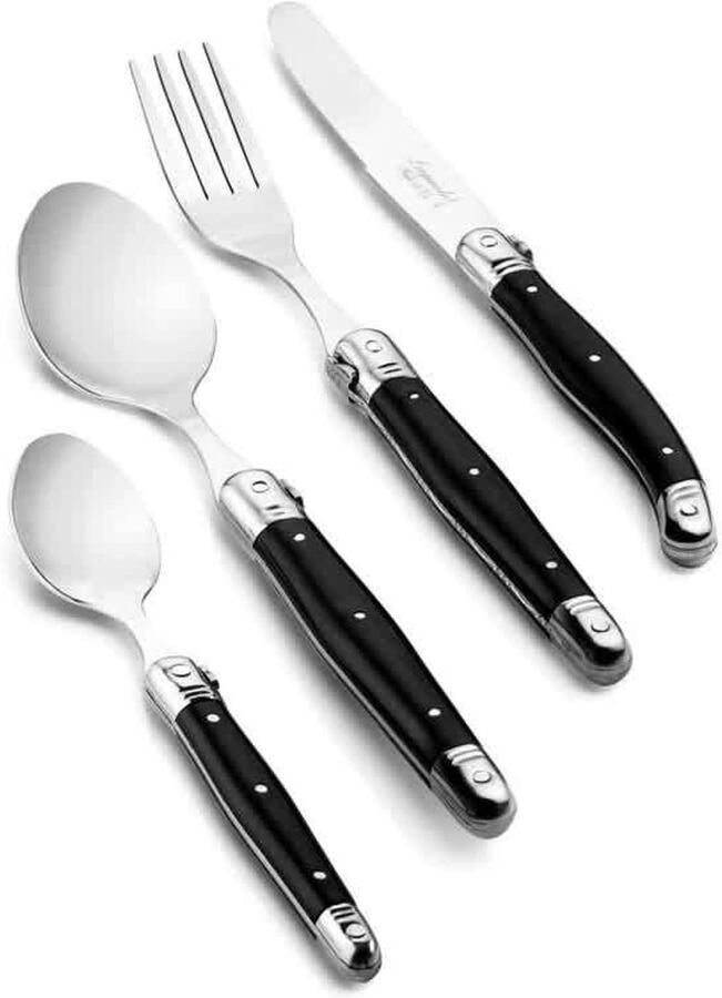 Laguiole Style de Vie Bestekset & Bestekbak Premium Line Zwart 24 delig 6 personen - Foto 2