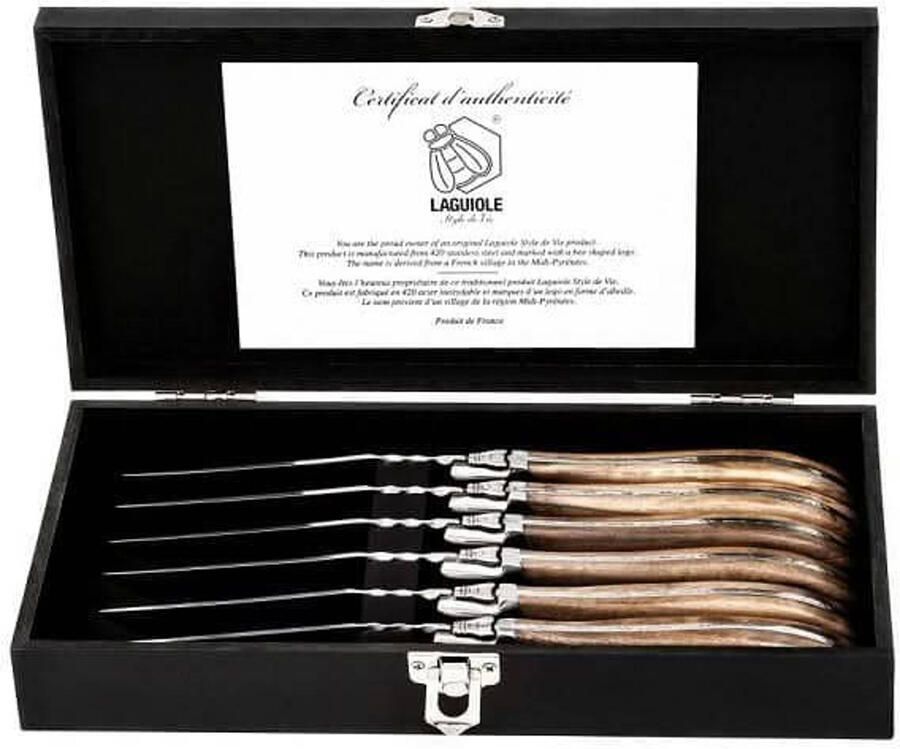 Laguiole Style de Vie Steakmessen Luxury Line Olijfhout 6 stuks - Foto 3