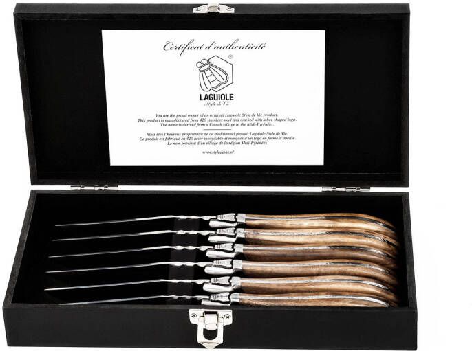 Laguiole Style de Vie Steakmessen Luxury Line Olijfhout 6 stuks - Foto 2