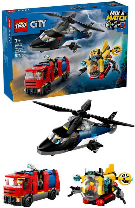 Lego City Helikopter Brandweerauto en onderzeeër remix 60462 - Foto 4