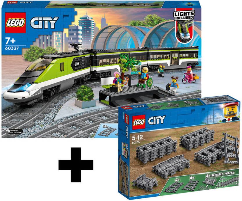 LEGO City Passagierssnel trein 60337 + trein rails 60205
