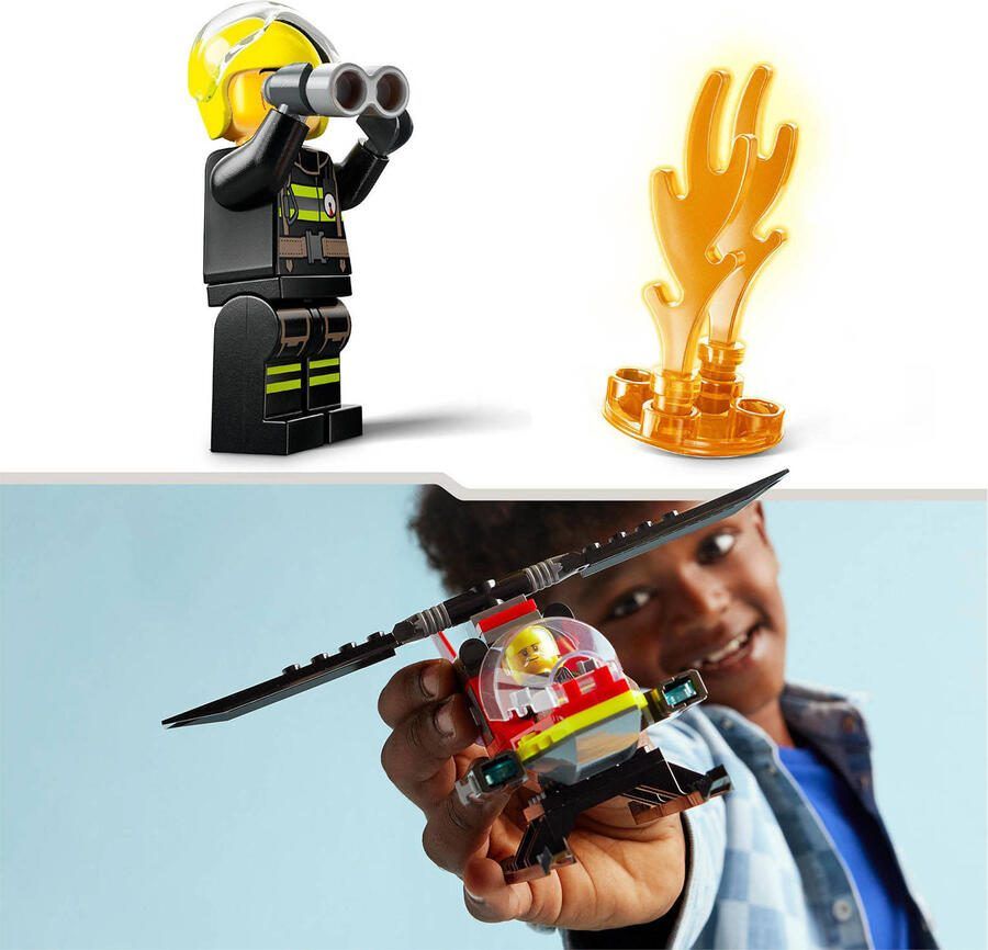 LEGO City Brandweerhelikopter Reddingsvoertuig Speelgoed met Minifiguur van Piloot 60411 - Foto 2