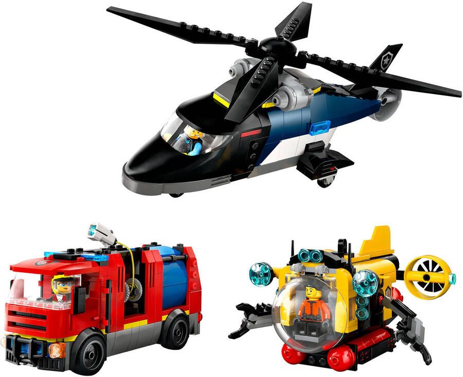 Lego City Helikopter Brandweerauto en onderzeeër remix 60462 - Foto 2