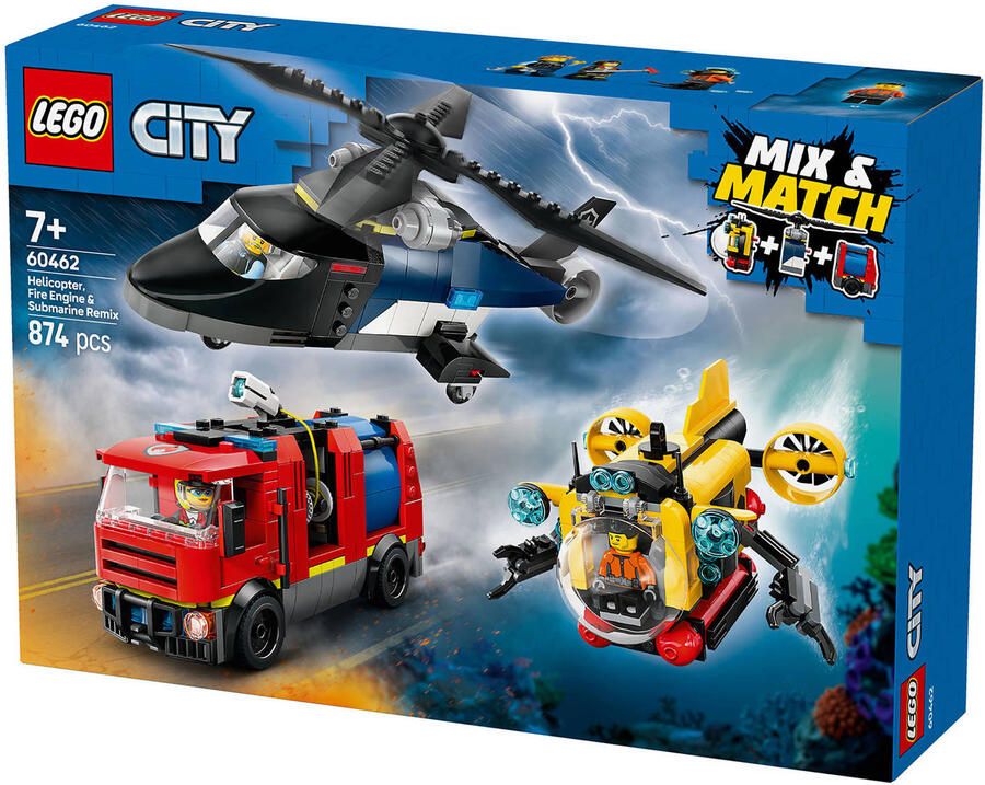 Lego City Helikopter Brandweerauto en onderzeeër remix 60462 - Foto 3