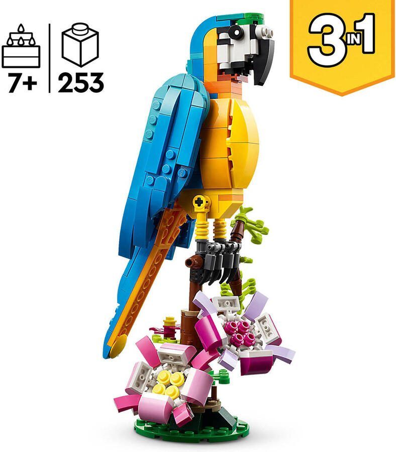 LEGO Creator 3in1 Exotische Papegaai Kikker Vis Dieren Speelgoed Set voor Kinderen 31136 - Foto 2