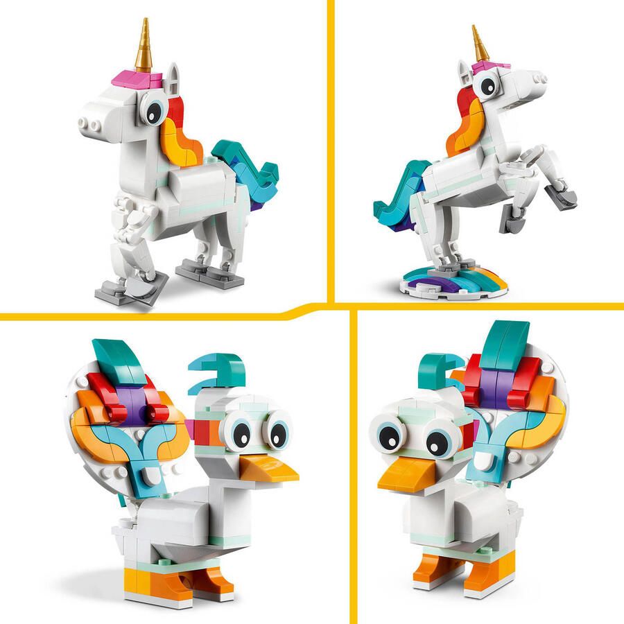LEGO Creator 3-in-1 Magische Eenhoorn Speelgoed Set met Pauw en Zeepaardje 31140 - Foto 4