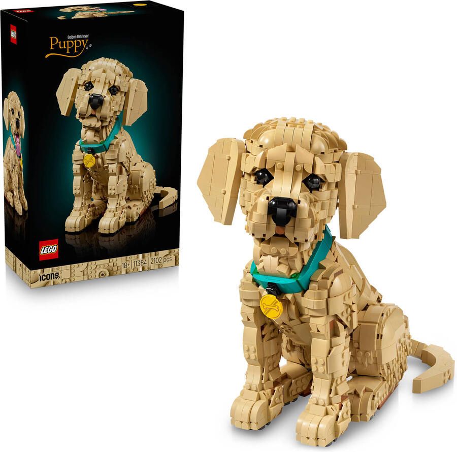 LEGO Icons Golden Retriever Puppy Bouwpakket met Dieren Figuur 11384