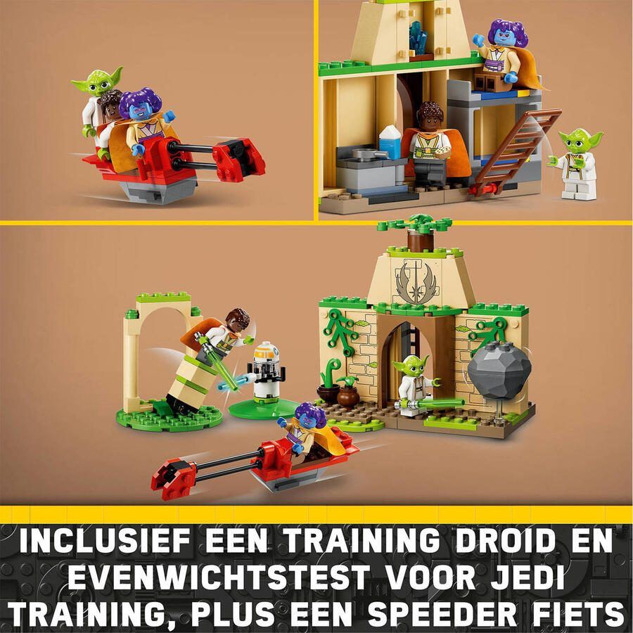 LEGO Star Wars Tenoo Jedi tempel Bouwbaar Yoda Speelgoed met Lichtzwaarden en Speederbike 75358 - Foto 4