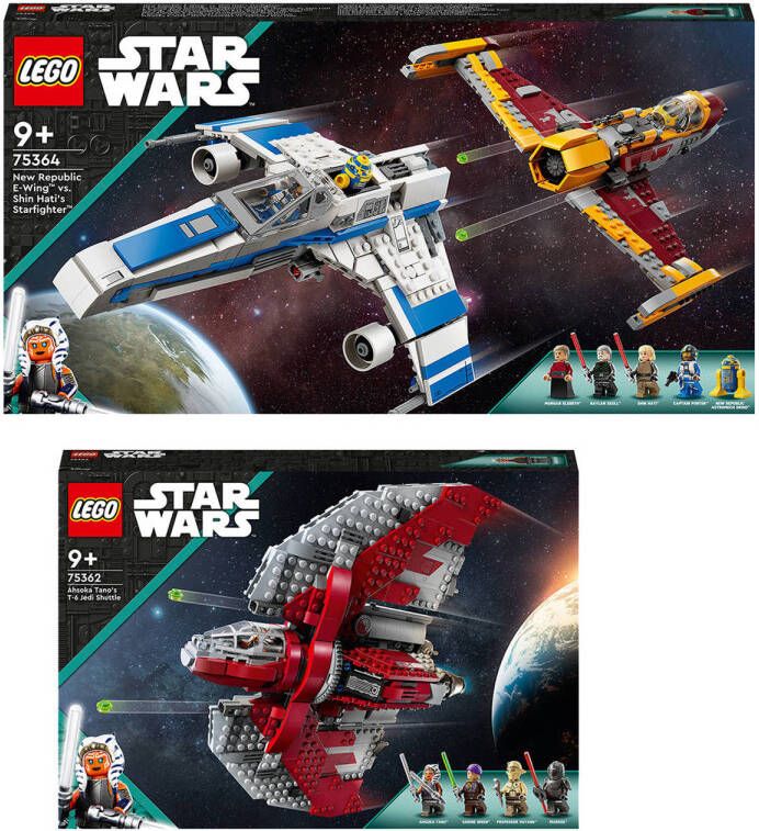 LEGO Star Wars Ahsoka Tano's T-6 Jedi shuttle 75362 + New Republic E-wing vs. Shin Hati's Starfighter 75364