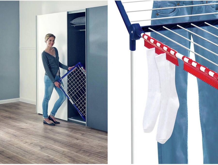 Leifheit Droogrek Pegasus 180 Solid 18 m drooglengte 2 houders voor kleine spullen - Foto 4