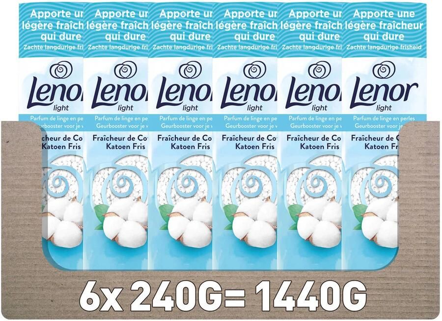 Lenor Light Geurbooster Katoenfris Geurparels 6 x 240 gram