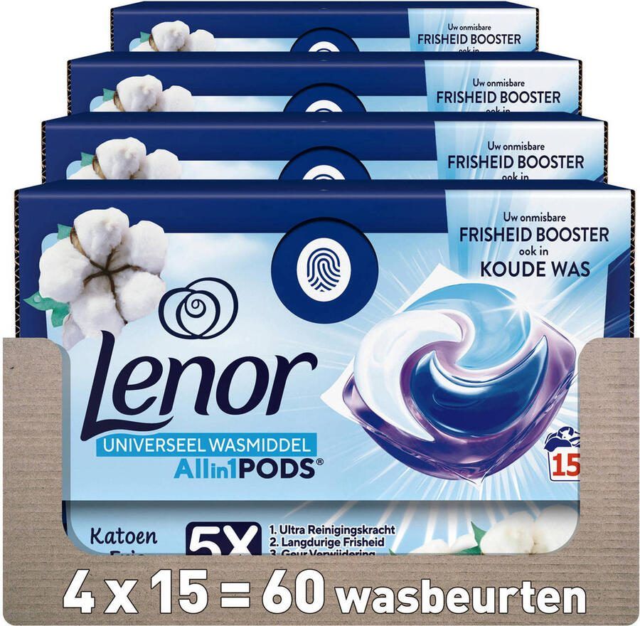Lenor PODS Wascapsules Katoen Fris 4 x 15 Wasbeurten 60 wasbeurten